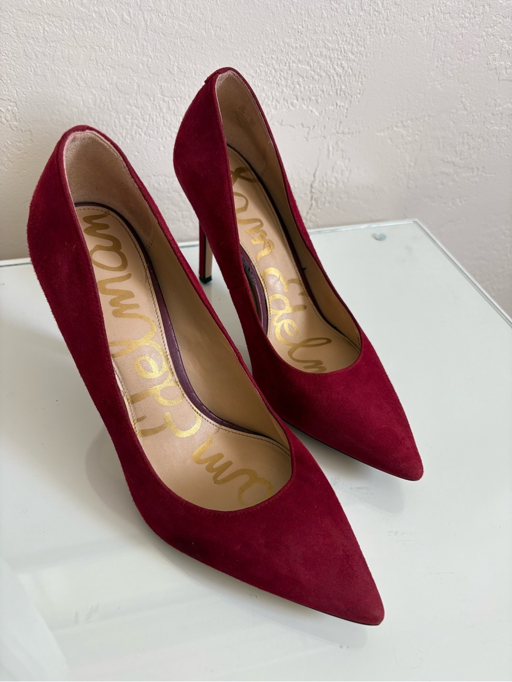 Sam Edelman Red Suede Pointed Toe Stiletto Pumps Size 8.5
